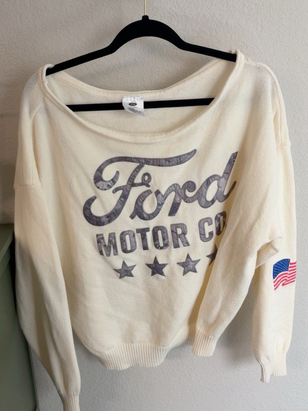 Ford Cream off the shoulder Sweatshirt